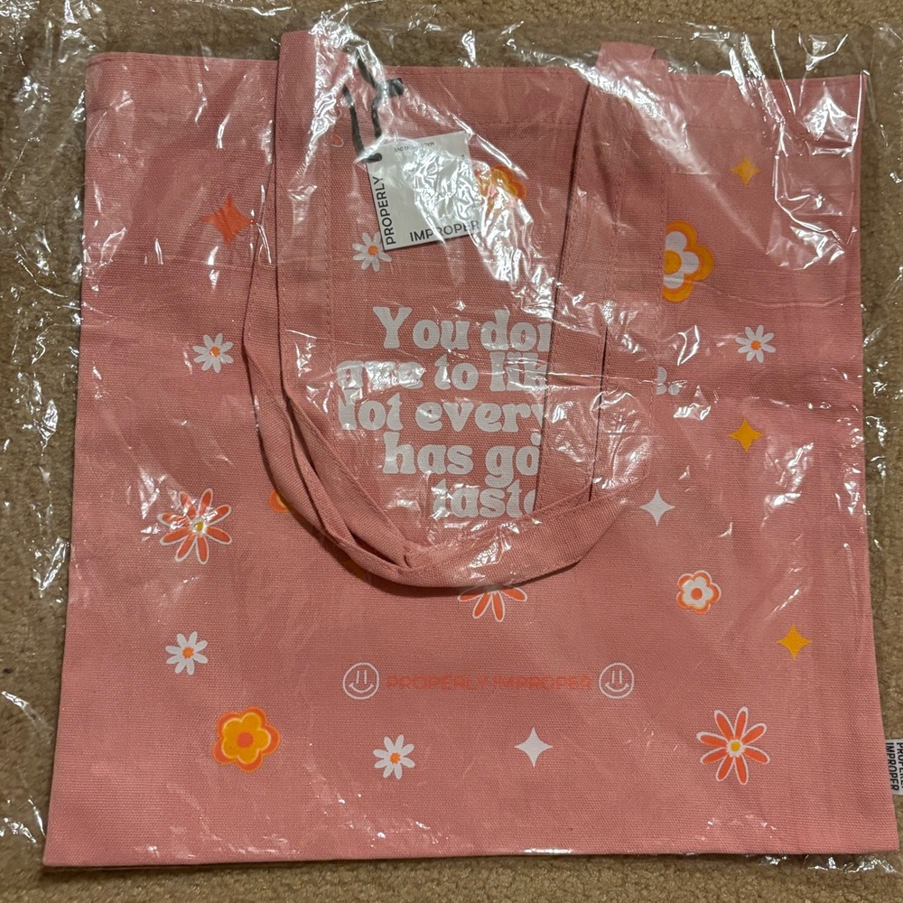 Properly Improper Funny Floral Pink Reusable Tote Bag